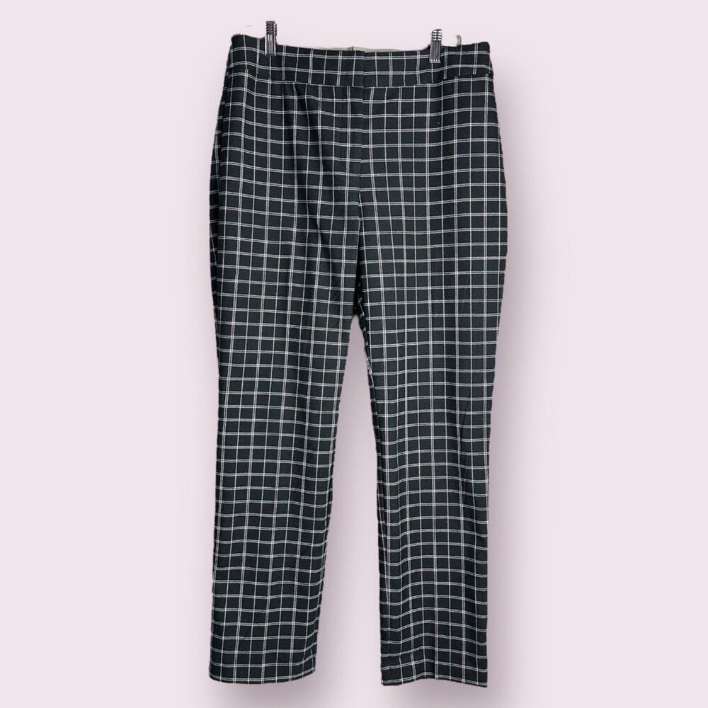 Ann Taylor Signature Straight Dress Pants Black Plaid Women's Size 4